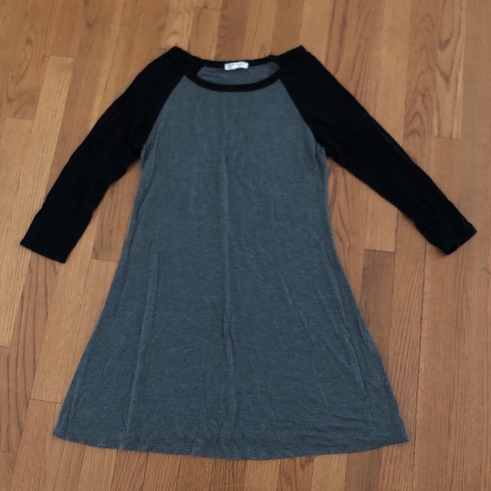 Baseball tee style gray and black dress